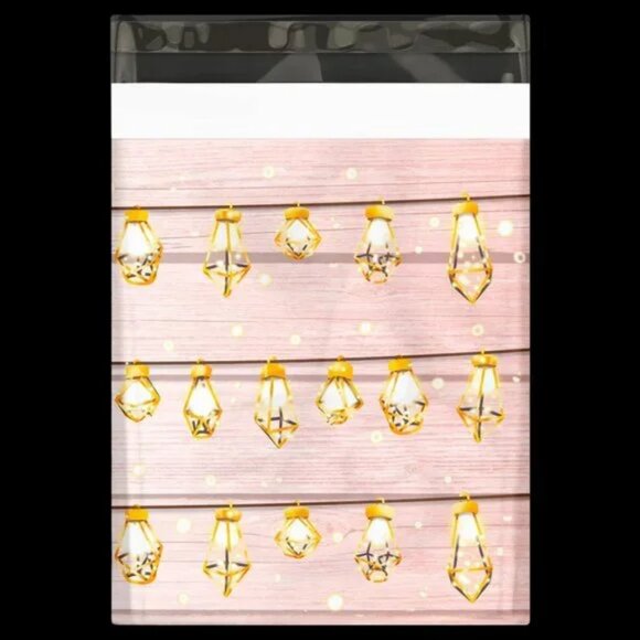 30 Poly Mailers/shipping Bags/ 30 Thank you Stickers - Lights/Hearts & white - Picture 2 of 3